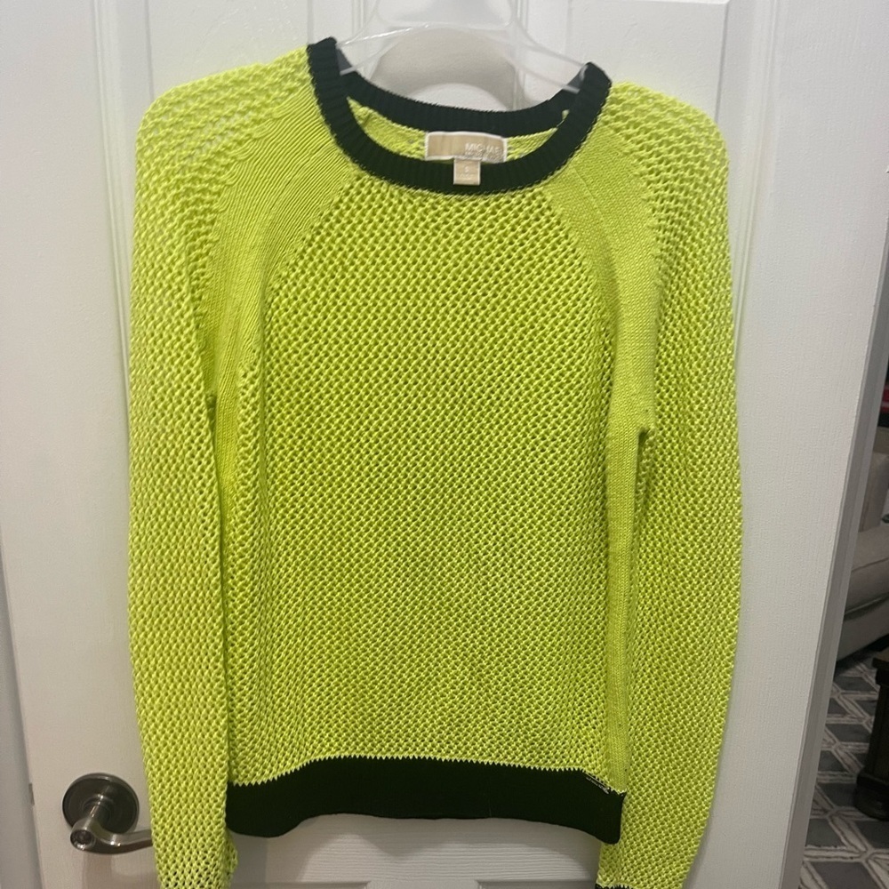 Michael Kors Lime Green Sweater with Black Accents
